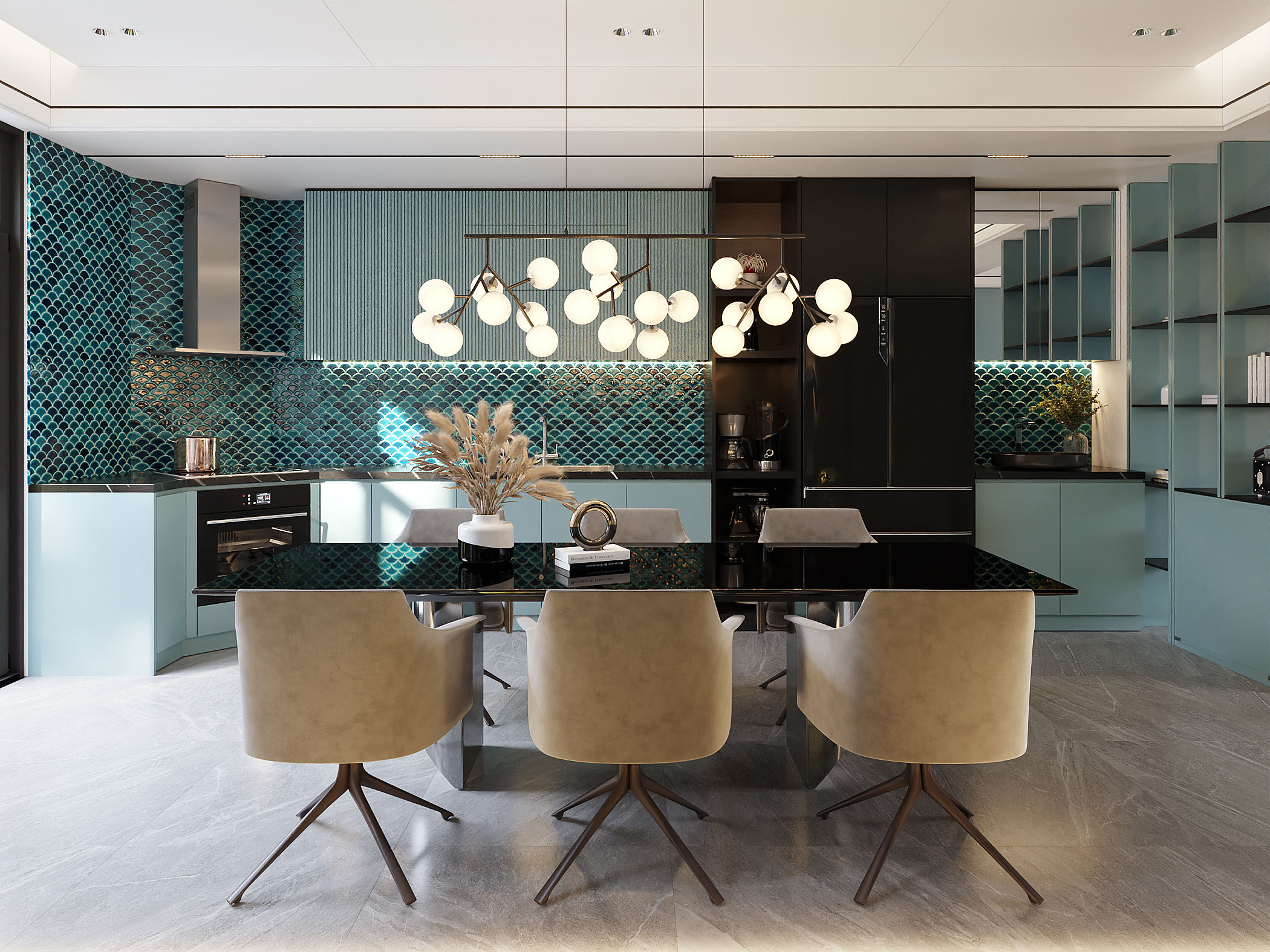 tht architects - Nhà chị Ngân Châu Đốc - phòng khách bếp 05